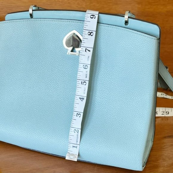 Kate Spade ♠ Romy Medium Satchel Frosted Spearmint Turn Lock Light Blue Bag RARE - Picture 14 of 16